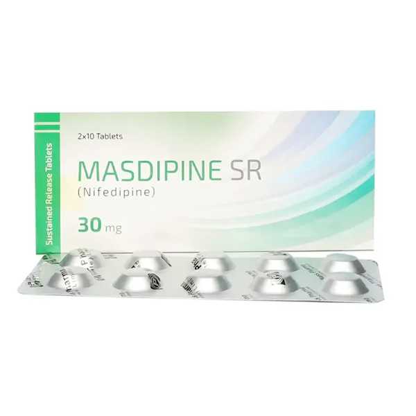 masdipine sr 30mg tablets 20s (pack size 2x10s)